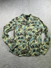 Geoffrey Beene Shirt Womens 10 Floral Button Up Long Sleeve Blouse Top Career