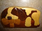 Dog Sleeping Wood Puzzle Trinket Intarsia Wood Art Box with Black Felt Insert — photo 3