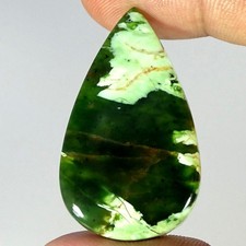 46.40Cts 100 Natural Chrome Chalcedony Pear Cabochon Gemstone 25X42X6MM