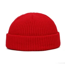 Mini Short Fisherman Beanie Hat Ribbed Docker Winter Warm Knitted Skull Cap cuff