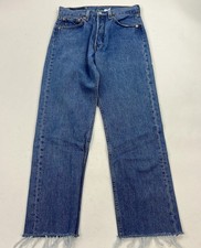 Vintage Levi s 501 Cropped Fray Blue Denim Jeans Button Fly Size 28x27 90s