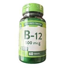 New Bottle Nature's Truth B-12 500 mcg Tablets 60 Per Bottle Exp 11/2026