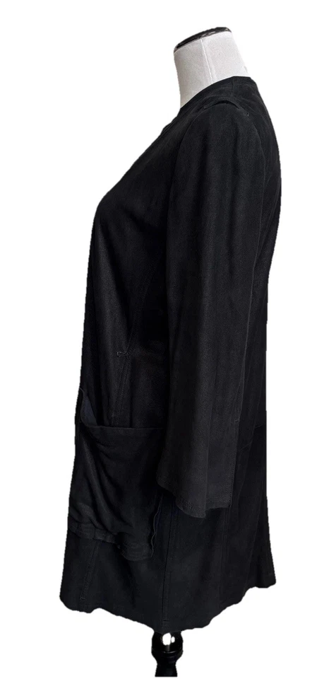 Abrigo de gamuza Ann Demeulemeester negro forrado sin cuello 38 chaqueta pequeña/mediana Foto 3 de 4