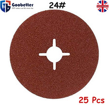 25Pcs Red Zirconia 4.5"  Sanding Fibre Discs 115mm Angle Grinding 24 Grit Set 0.29 per disc