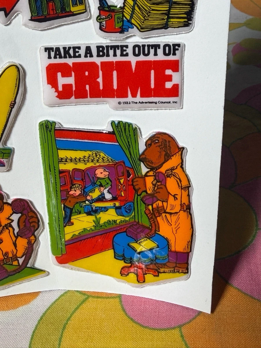 Vtg 1982 McGRUFF THE CRIME DOG Puffy Sticker Sheet Imperial Toy Corp Complete