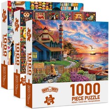 3 Pack 1000 Pieces Jigsaw Puzzles for Adults Brain Teaser Gift for Family Game