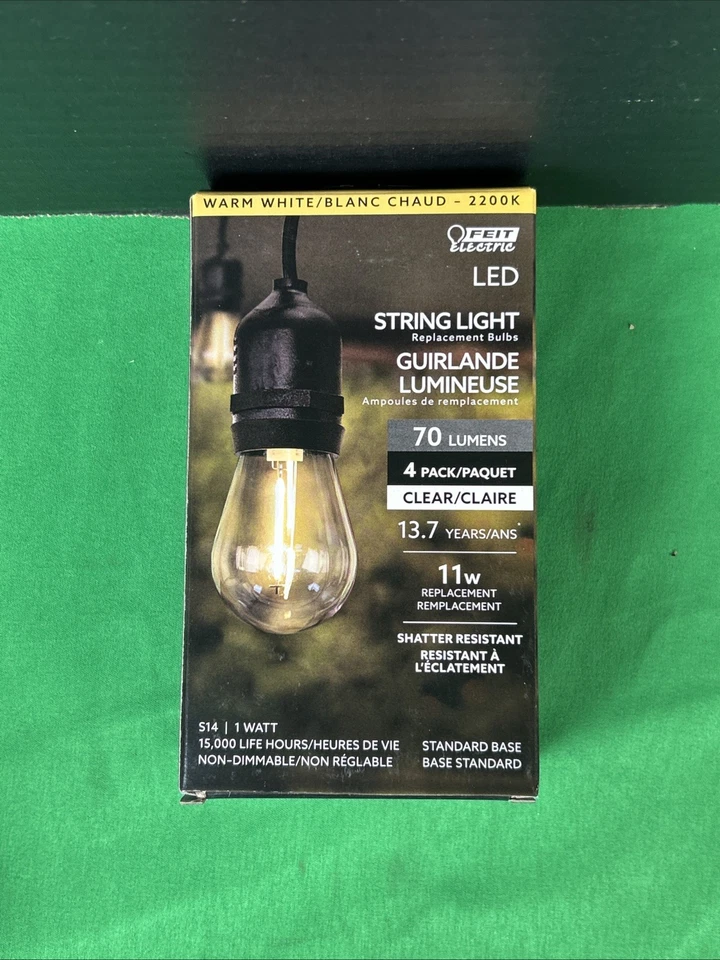 2 PK Feit Electric 1W 2200K 70 Lumens S14 String LED Light Bulbs 4 Ct EACH - Image 3 of 4