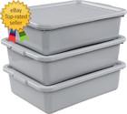 3 Pack Bus Tubs Commercial 13 L Meat Tubs with Lids Silver Grey