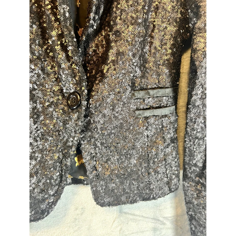 Chaqueta Blazer MM Alta Costura Lentejuelas Fiesta Cóctel Noche XS Recortada Glamour Foto 2 de 4