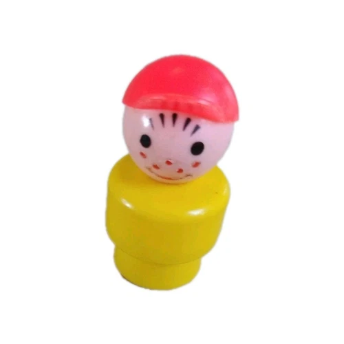 Vintage Fisher Price Little People BOY Yellow Body Red Baseball Cap Hat