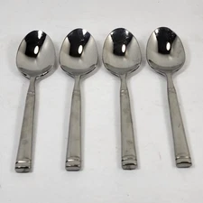 Mikasa Stephanie Flatware Soup Spoon Dinner Lot of 4 Forged Glossy Stainless 8”