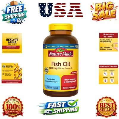 Fish Oil Omega 3 Supplements, 1000mg Softgels, Omega 3 Fish Oil for Healthy H...