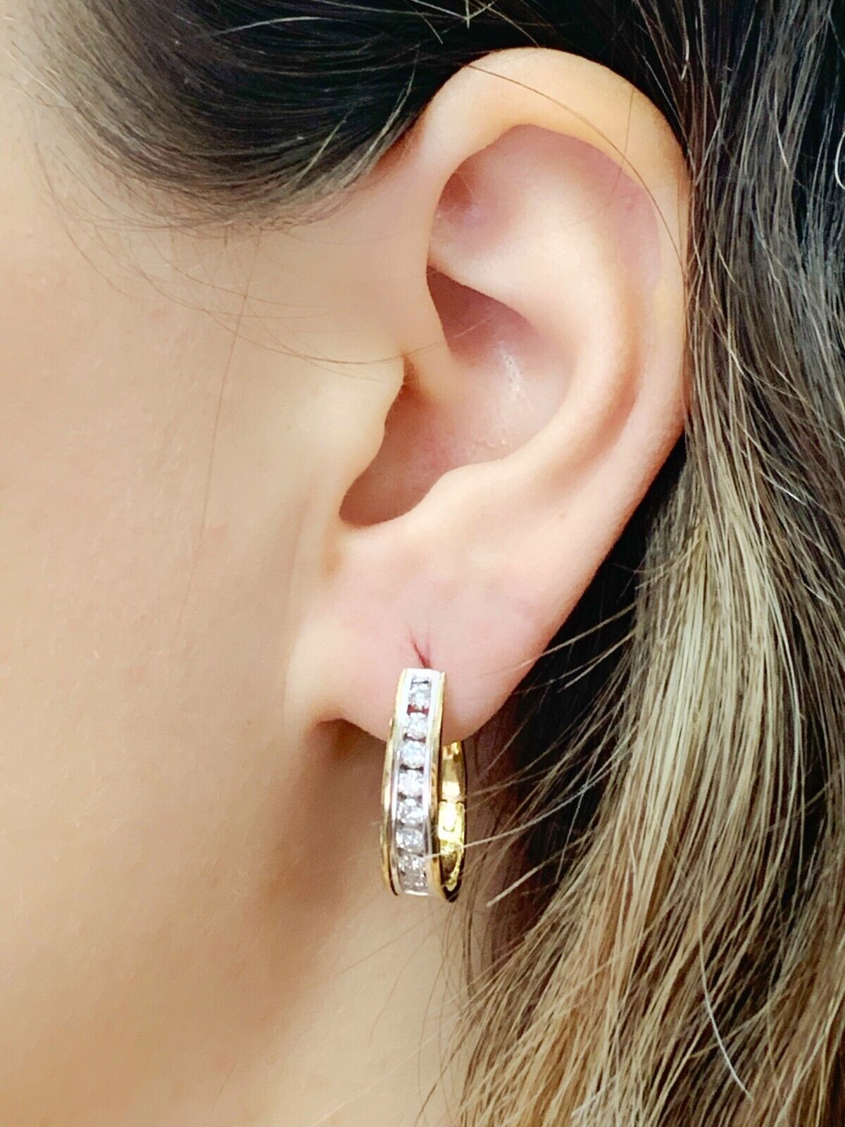 14K 1.00 Cttw Diamond Hoop Earrings - image 1