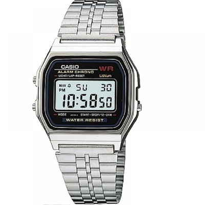 Casio Digital Alarm Chrono Edelstahl A159WA-N1DF Herrenuhr