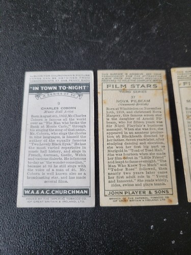 Vintage 1930s Player's Cigarettes In Town To-Night and Film Stars Cards - Picture 6 of 8