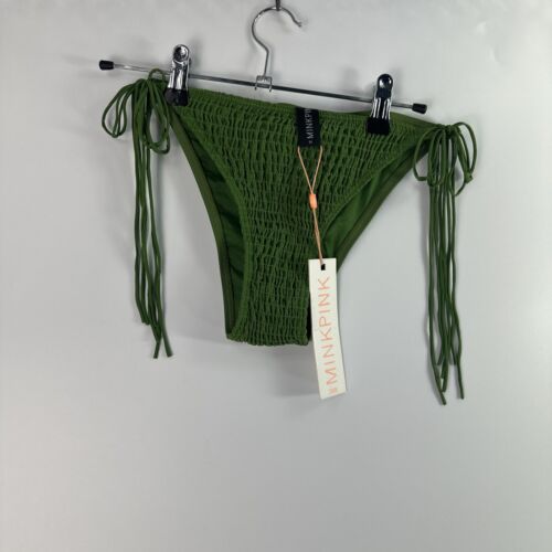 Bikini Bottom Medium Women MINKPINK Green Stretch Side Tie Summer Beach Wear