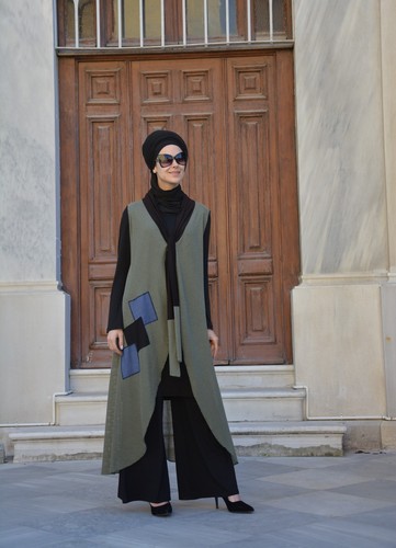Weste-Jäckchen-Yelek-Hijab Kleid-Ohne Innenfutter-V Ausschnitt-Tesettür H-8041  - Bild 1 von 3