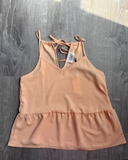 Olive and Oak Strappy Sleeveless Drawstring Tank Top Beach Coral Size Small NWT