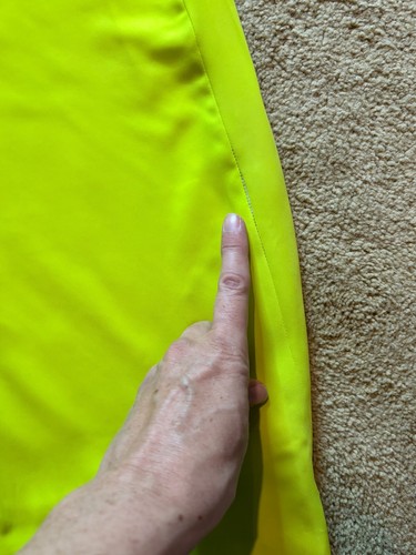 NWT Defects Zara Strong Shoulder Pads Neon Yellow Ruched Bodycon Midi Dress L - Picture 12 of 12