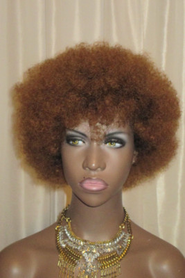 100 Human Hair Afro Kinky Wig Honey Blonde Wig Ebay