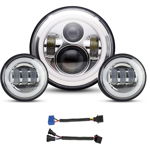 7 Inch 140W LED Headlight Hi/Lo + 2Pcs 4.5Inch 80W Fog Light for Harley Davidson - Picture 15 of 15