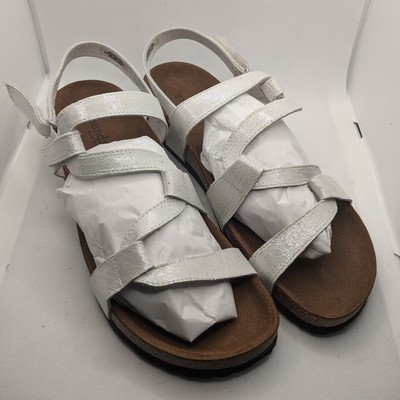 Sundance Catalog Leather White Ice Sandals  Women's 40 L9 Cork  Wedge