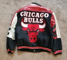 Vintage Early 90s Jeff Hamilton Chicago Bulls NBA Leather Jacket Men’s Medium