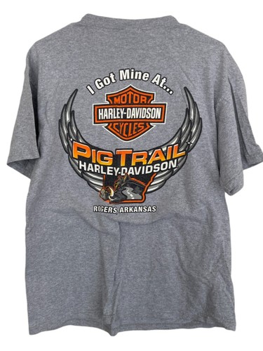 Harley Davidson Men Cotton Graphic Pullover Short Sleeve Arkansas Gray T Shirt L - Picture 2 of 7