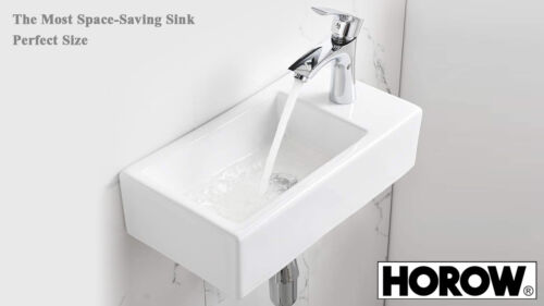 HOROW Bathroom Sink Corner Wall Mount Ceramic Toilet Lavatory Bowl Right White - Picture 2 of 11