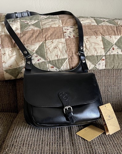 Patricia Nash London Saddle Black Italian Leather Cross Body Hand Bag Beautiful - Picture 2 of 13