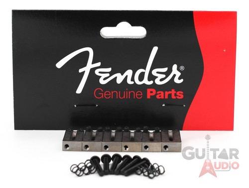 Genuine Fender American Standard Satin Chrome Strat/Tele OFFSET Bridge Saddles - Picture 2 of 3