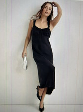 Madewell Women’s Square-Neck Midi Dress In True Black Size 6 NO103