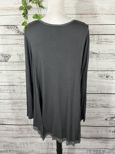 Marigold LA Tunic size Medium Gray Stretch Jersey Lagenlook Boho Street Wear - Picture 12 of 13