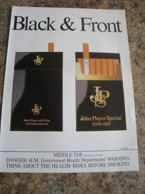 JOHN PLAYER SPEZIAL ZIGARETTEN SCHWARZ & FRONT KING SIZE WERBUNG A4 AKTE 22