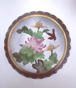 EXQUISITE QING GILT CHINESE CLOISONNE ENAMEL FLORAL BIRD BOWL 1800