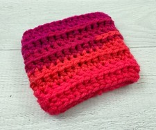 Handmade Crochet Coffee Cup Cozy or Sleeve - Orange Red Pink NEW