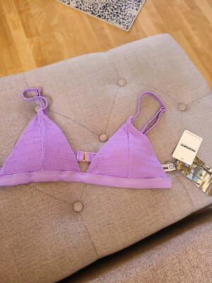 NWT Mosmann Australia Womens Marina Bikini Swim Top Stretch V Neck Purple  SZ L