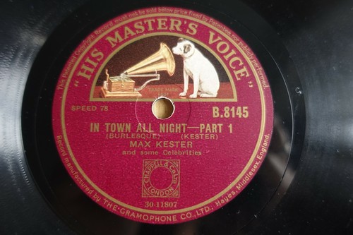 1934 Max Kester Comédie 78 IN Town All Night Parties 1 & 2 Hmv B 8145 E ...
