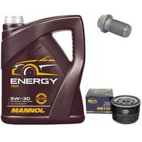 MotoröL Set 5W-30 5 Liter + ÖLfilter + ÖLablassschraube FüR Opel Movano 1.9 Dti