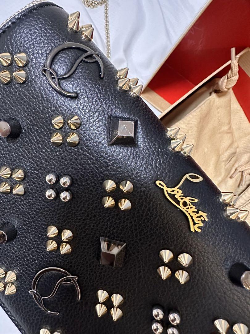 Auth Christian Louboutin Black Paloma Clutch Multimetal From