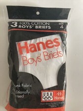 BOYS VINTAGE SOLID WHITE BRIEFS HANES BRAND New1994 100 COTTON SIZE 4