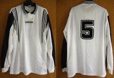 Maillot Adidas vintage Blanc et noir 90'S Jersey Football Porté #5 Shirt - L