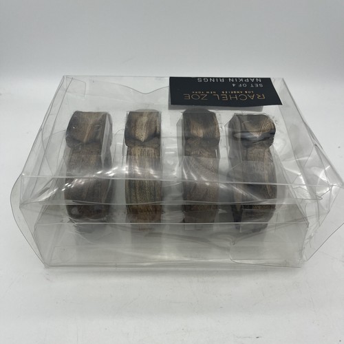 Rachel Zoe Set of 4 Wooden Napkin Rings Bunny Cute Rabbit Easter Spring - Picture 4 of 8