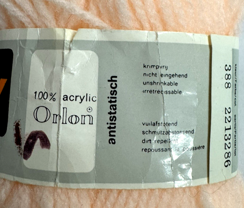 3 Parley Merino's Charmant Fine Yarn ~ Orlon ~ Holland ~ #388 Bright Peach ~ NOS Lot - Bild 4 von 10