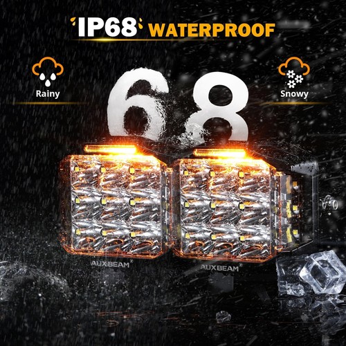 AUXBEAM 5" 168W LED Work Light Bar Amber DRL Cube Spot Pods For Jeep Chevy Ford - Picture 5 of 12