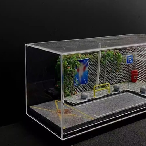 Diorama Scala 1/64 Modellino Auto Garage Illuminazione LED Città Parcheggio Espositore Modelli - Foto 7 di 19
