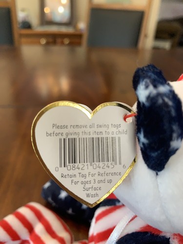 Ty 1999 SPANGLE Patriotic Beanie Baby, neu mit Etikett, 8 Zoll, Original, Erstbesitz - Bild 4 von 12