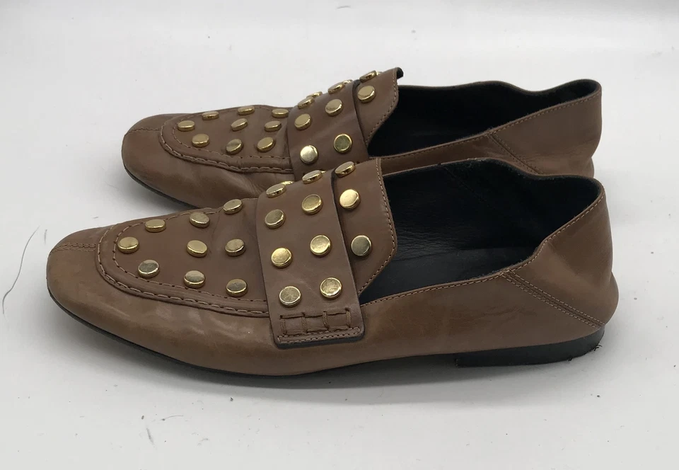 Isabel Marant Mocasín Plano Marrón con Tachuelas Tono Dorado Talla 37 Foto 3 de 4