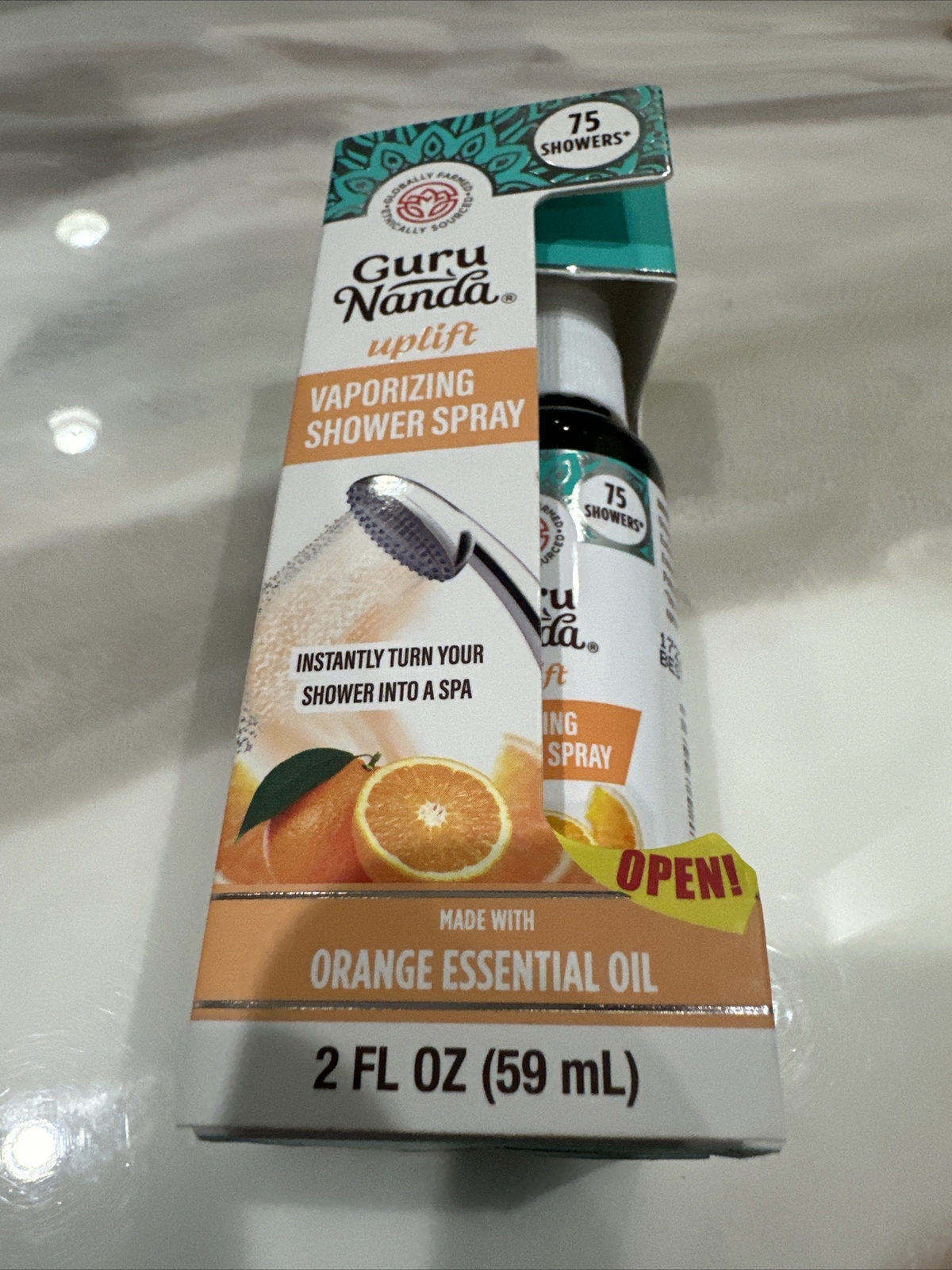 NEW Guru Nanda Uplift Vaporizing Shower Spray Orange Essential Oil 100% spa mist