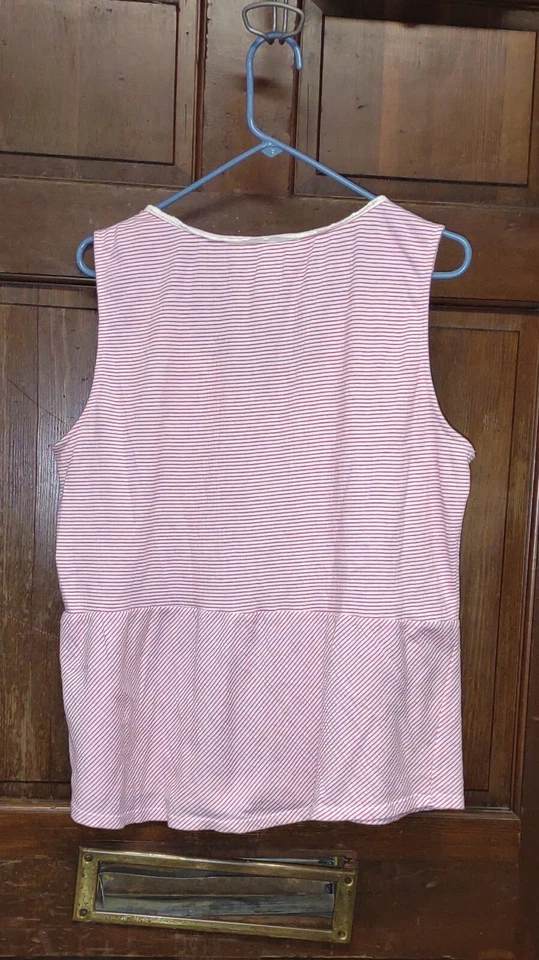 Vintage America Blues Women's Sleeveless Shirt Top Red & White Candy Striped XL - Image 2 of 3